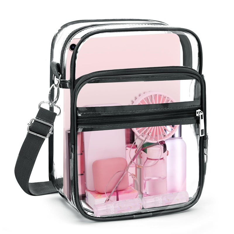 Blvornl Clear Crossbody Bag with Adjustable Shoulder Strap, Stadium Approved PVC Clear Purse Bag with Front Pocket, Clear Messenger Bag for Women and Men for Concerts Sports Events (Clear-XL) - Image 1